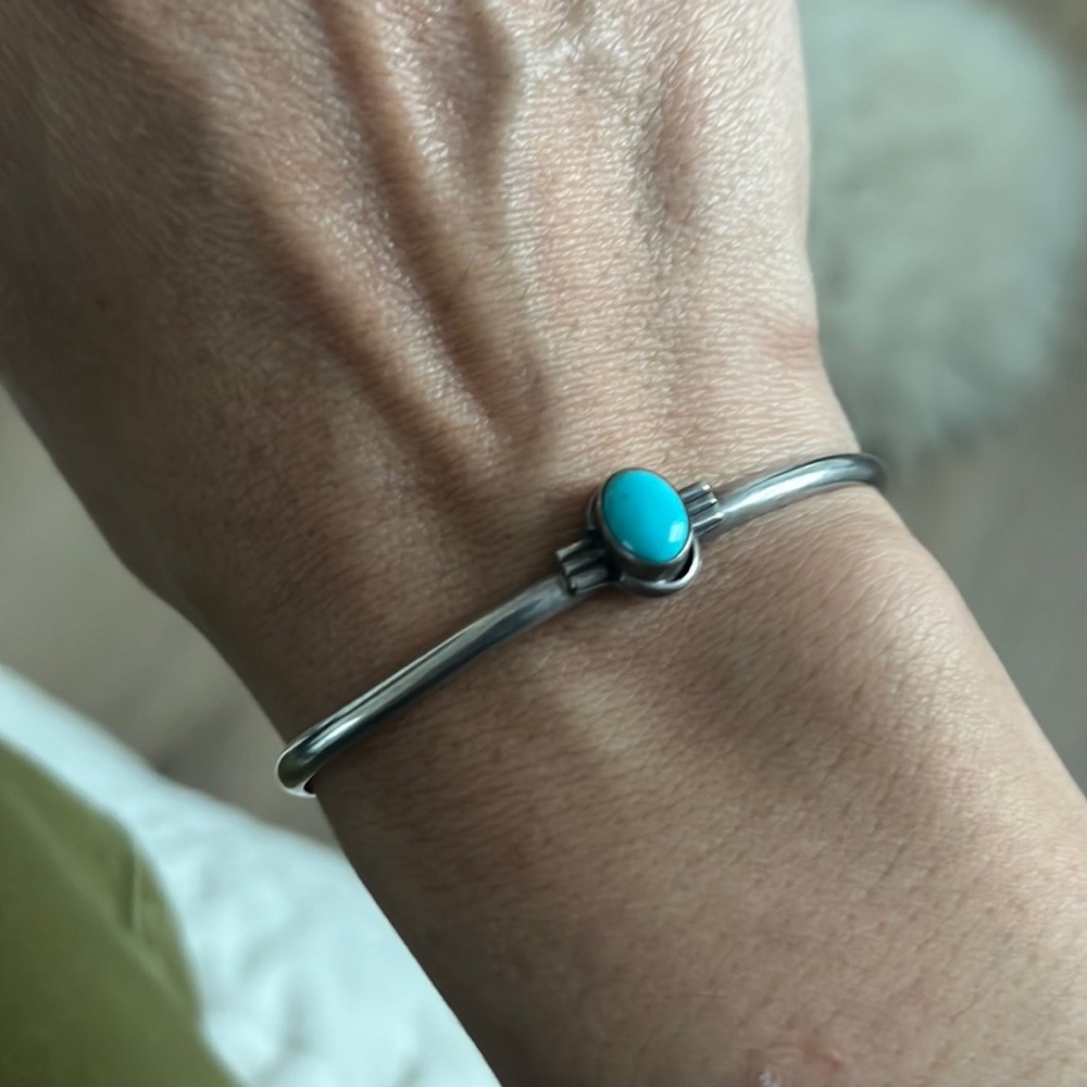 Turquoise and silver cuff